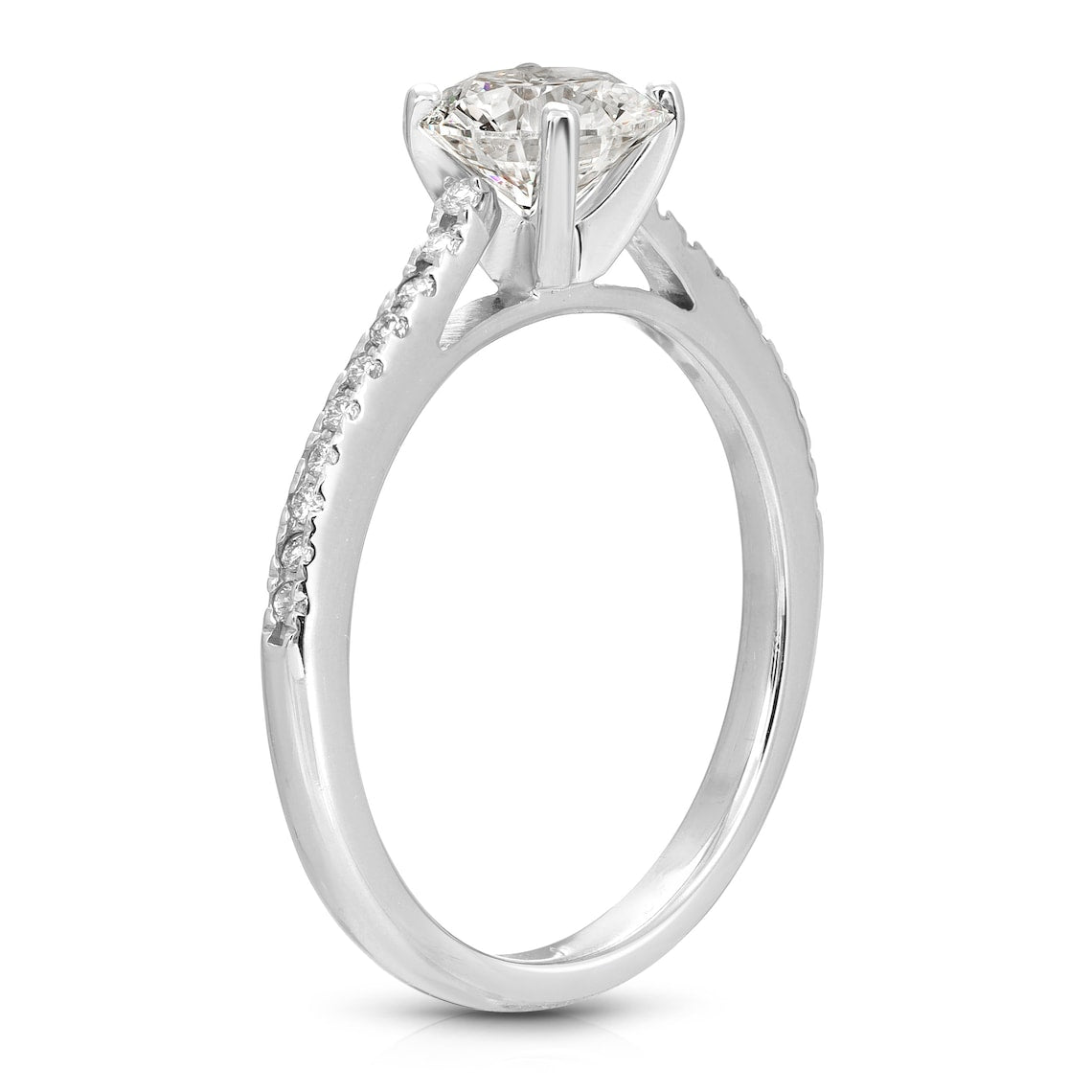Cathedral shank solitaire ring