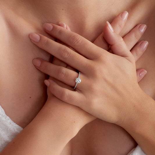 Round cut lab grown diamond ring