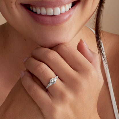 Round cut lab grown diamond ring