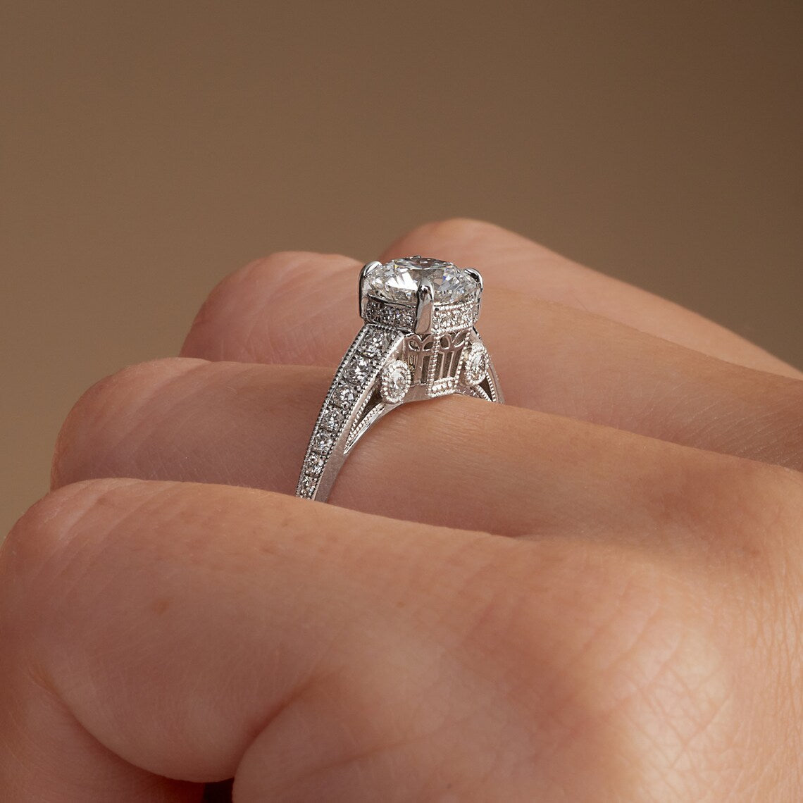 Filigree and milgrain art-deco ring