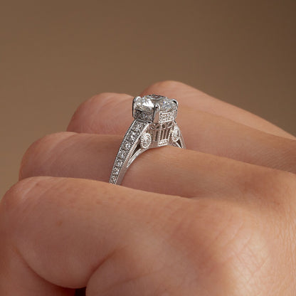 Filigree and milgrain art-deco ring