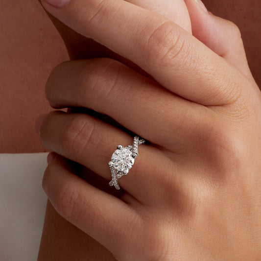 Round cut lab grown diamond ring