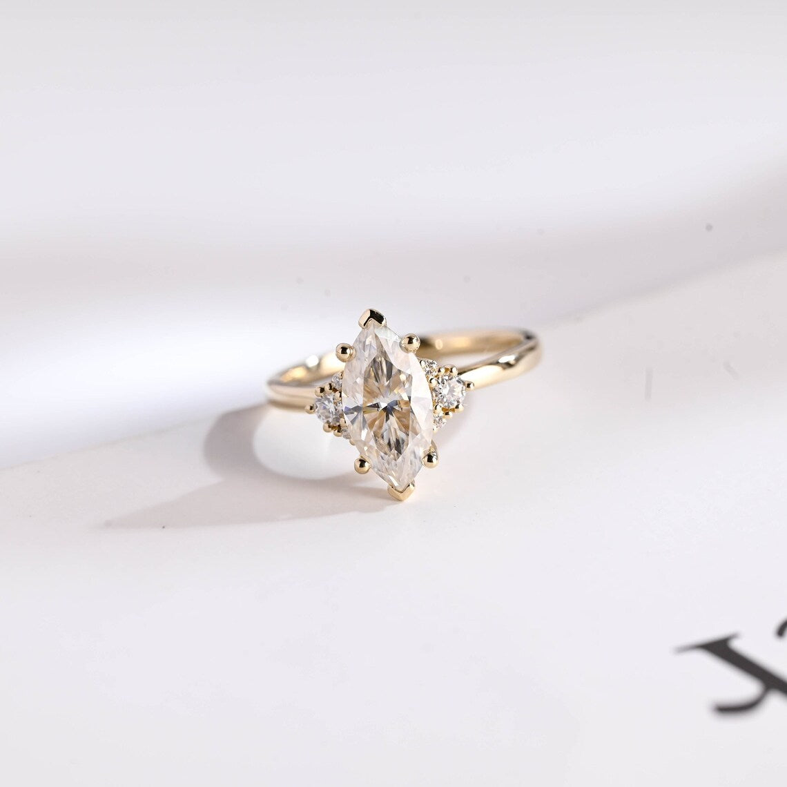 Marquise cut moissanite ring