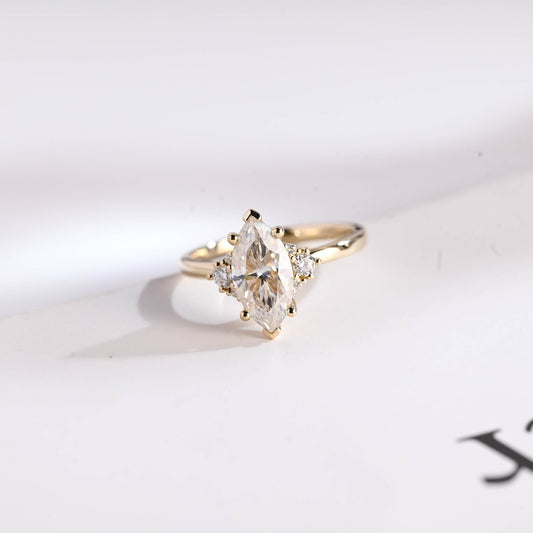 Marquise cut moissanite ring