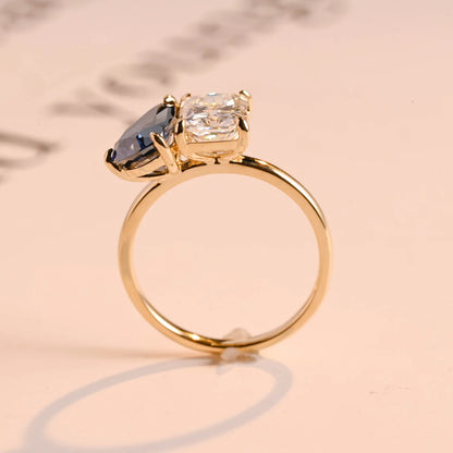 Radiant cut moissanite ring