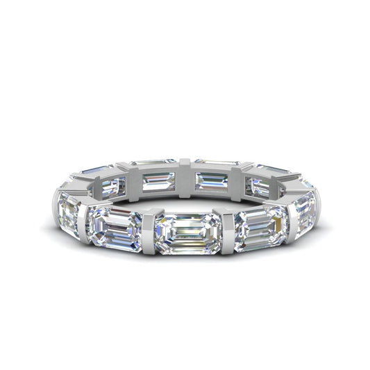 14K Solid White Gold | 6x4 Emerald Cuts Moissanite High Quality with IDGL Certified E-F Color| 9 US