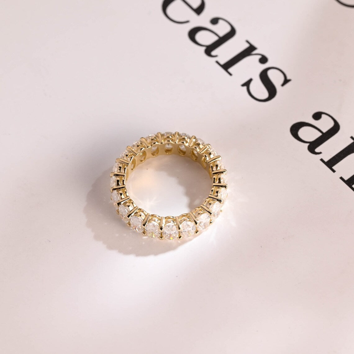 Oval stone anniversary ring