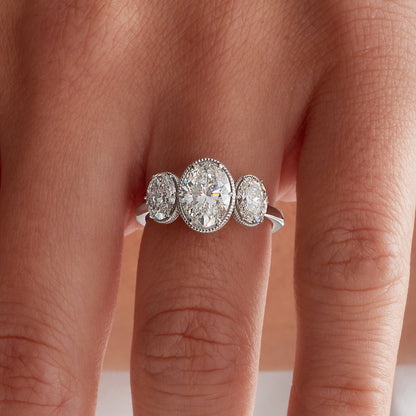 Oval three stone engagement ring
