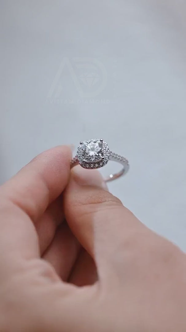 moissanite engagement, cushion diamond ring, halo diamond ring, cushion bridal ring, moissanite bridal ring, cushion wedding ring, halo wedding ring, cushion halo ring, moissanite cushion cut, elegant cushion ring, unique halo ring, vintage halo ring, classic cushion ring, custom cushion ring, gold cushion ring, platinum cushion ring, silver cushion ring, luxury cushion ring, simple cushion ring, anniversary cushion ring