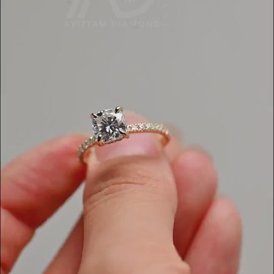 Half Pave Hidden Halo Ring
