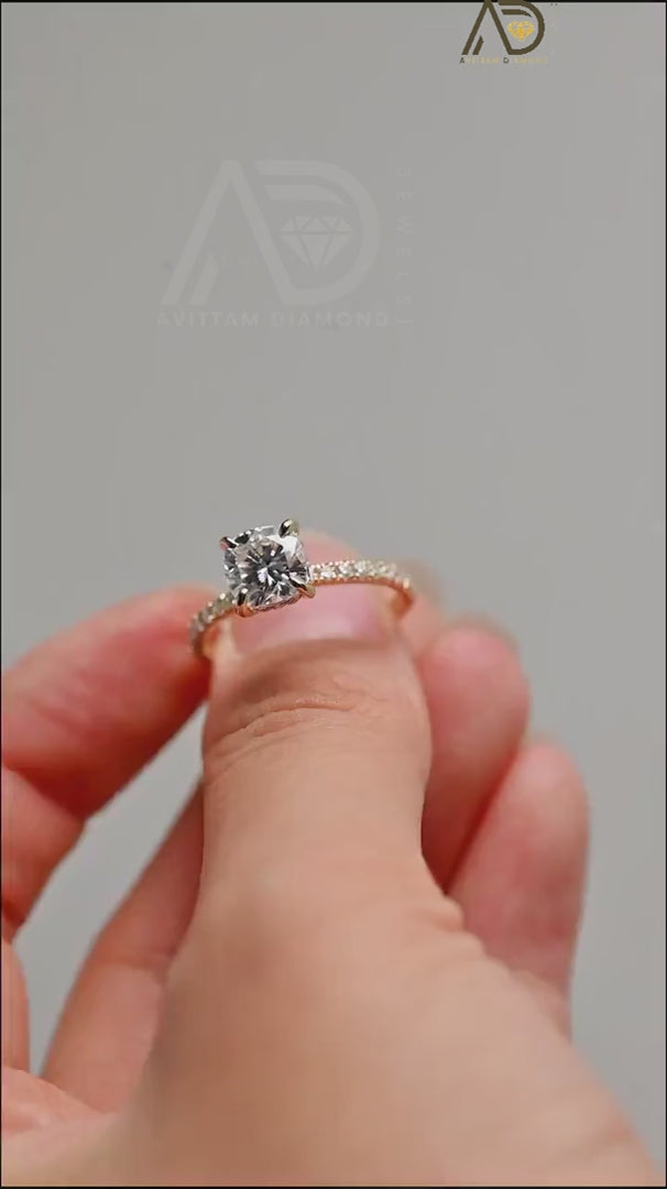 Half Pave Hidden Halo Ring
