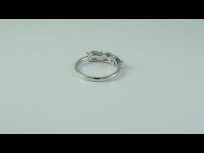 Three Stone East West Oval Moissanite Diamond Anniversary Ring For Her