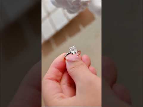 Radiant cut moissanite ring