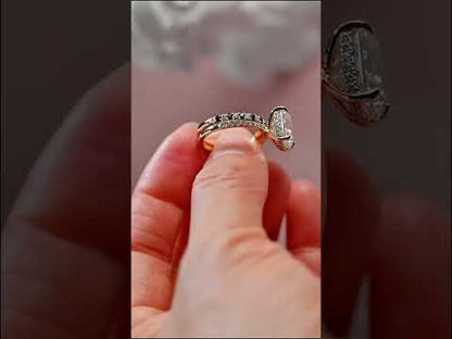 Radiant Cut Hidden Halo Bridal Ring Set With Diamond Eternity Band