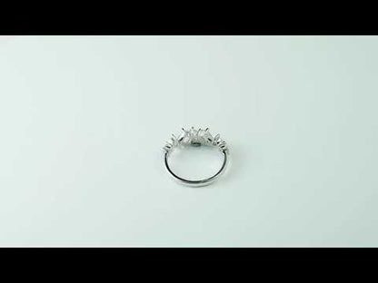 Emerald, Pear& Round Moissanite Diamond Multi Stone Anniversary Band