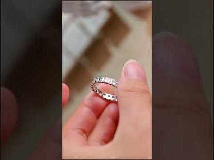 Radiant Moissanite Diamond Bezel-Set Full Eternity Wedding Band Ring
