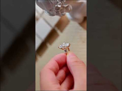 Marquise Cut Moissanite With Tapered Accent Three Stone Wedding Ring