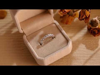 Classic Round Moissanite Prong-Set Half Eternity Band Ring For Women