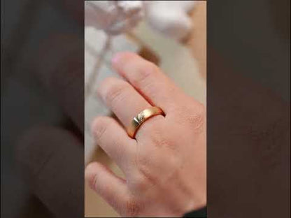Brushed Gold Diamond Accent Wedding Band Ring For Men & Women