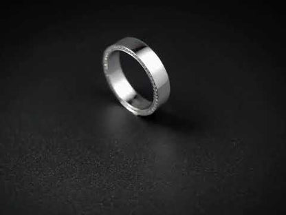 Side Round Moissanite Diamond Channel-Set Eternity Wedding Band Ring