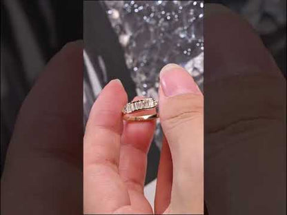 Bar Set Baguette & Round Moissanite Diamond Half Eternity Wedding Band