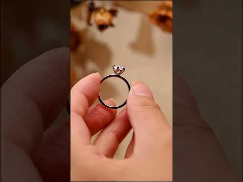 Oval cut moissanite solitaire engagement ring in solid gold. Featuring a six-prong minimalist design. Perfect for proposals and anniversaries.