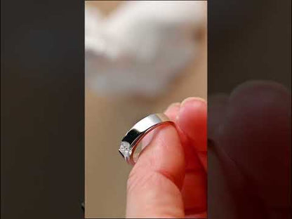 Princess Moissanite Diamond Solitaire Wedding Band Ring For Men &Women