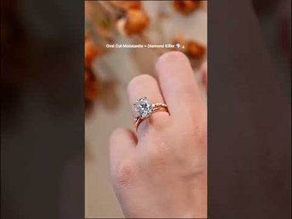 Oval Cut Hidden Halo Bridal Ring Set With Floating Pave Band