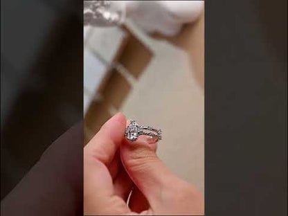 Radiant Cut Diamond Cluster Accent Bridal Ring Set With Matching Band