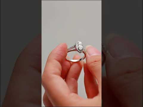 Marquise cut moissanite diamond halo engagement ring with split shank diamond. timeless bridal ring perfect for proposals, weddings, and anniversaries.