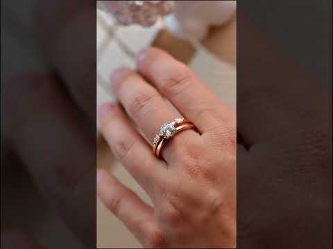 Cushion cut moissanite hidden halo straight shank ring set with a unique diamond band. Elegant bridal engagement set in yellow gold, timeless and brilliant.