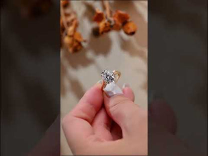 Oval Moissanite Cluster Stone Bypass Shank Unique Bridal Ring Set