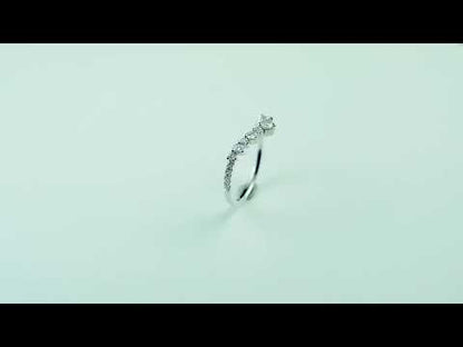 V-Shape Round Moissanite Diamond Half Eternity Curved Wedding Band