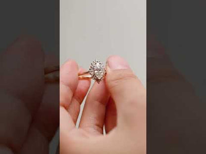 Marquise Moissanite Diamond Baguette & Round Cluster Halo Wedding Ring