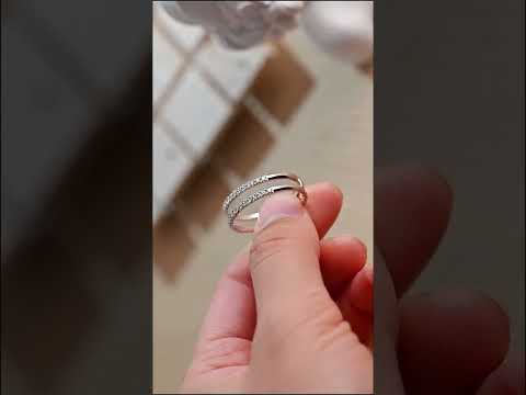 Modern double-shank moissanite diamond enhancer with two rows of round-cut stones. solid gold ring perfect for stacking, weddings, or elegant anniversary gifts.