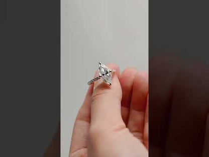 Marquise Cut Moissanite Diamond Half Eternity Pave Engagement Ring