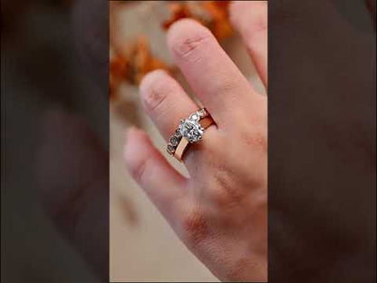Round Cut Moissanite Bezel Set Half Eternity Solid Gold Wedding Ring