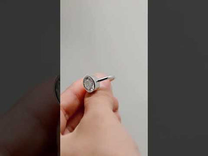 Oval Moissanite Diamond Full Bezel Set Solitaire Engagement Ring