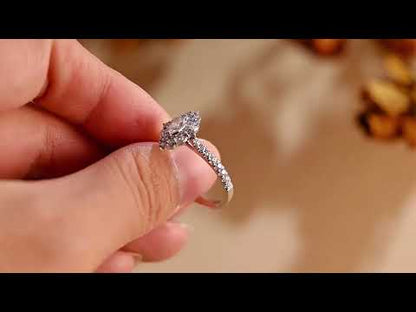 Vintage Marquise Moissanite Diamond Classic Double Halo Wedding Ring