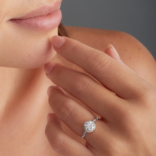Round cut lab grown diamond ring