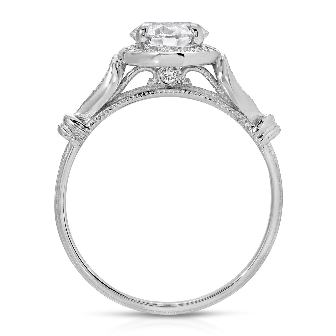 Cathedral shank solitaire ring