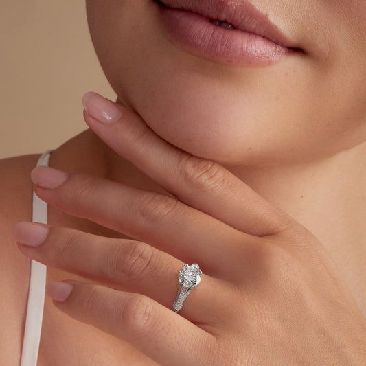 Round cut lab grown diamond ring