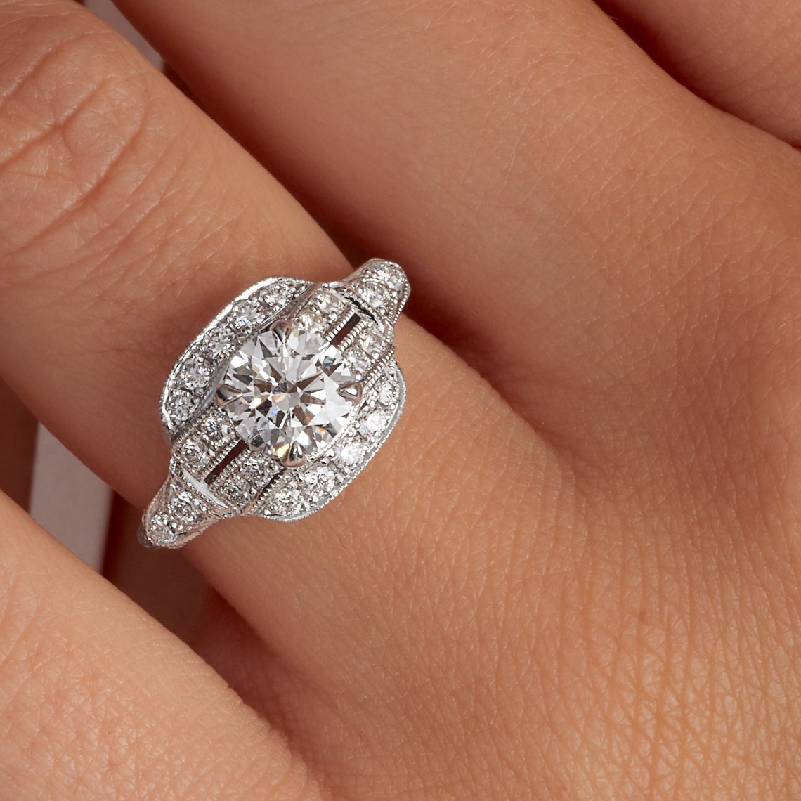 Round cut lab grown diamond ring 