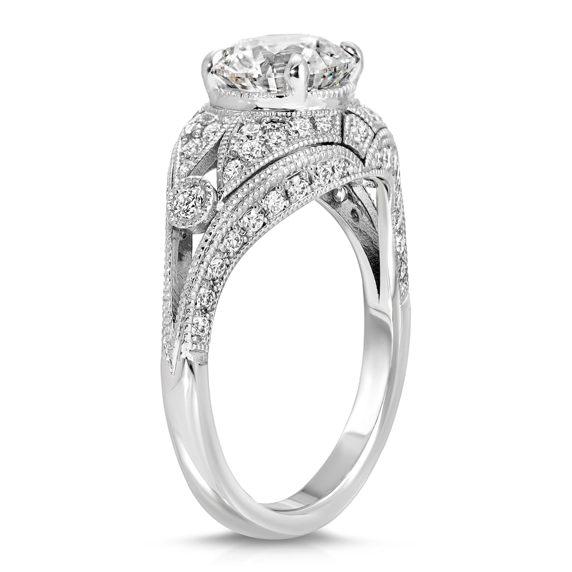 Floral milgrain and filigree ring