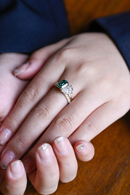 Modern bridal ring set
