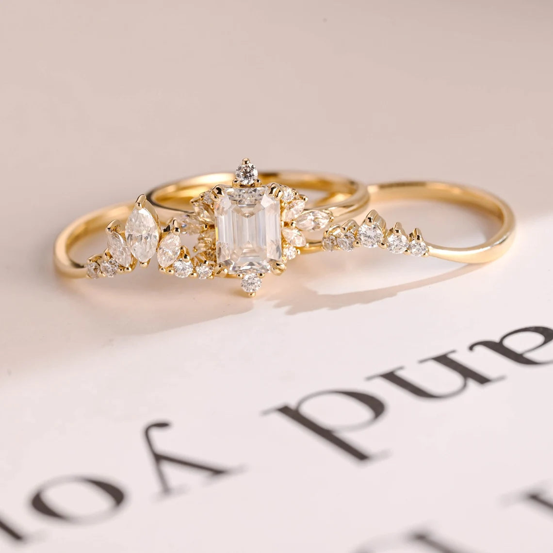 Three piece bridal ring set